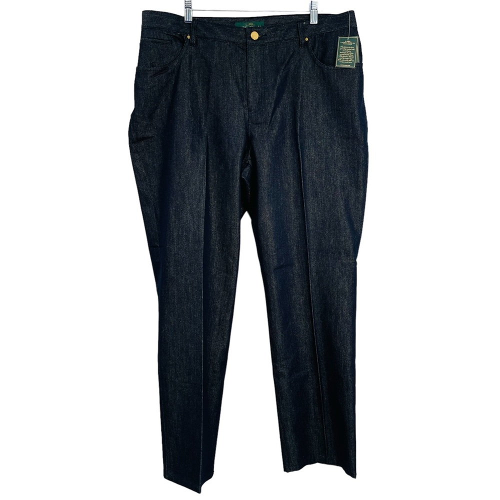 Lauren Ralph Lauren high rise straight leg jeans metallic gold blue New size 16W
